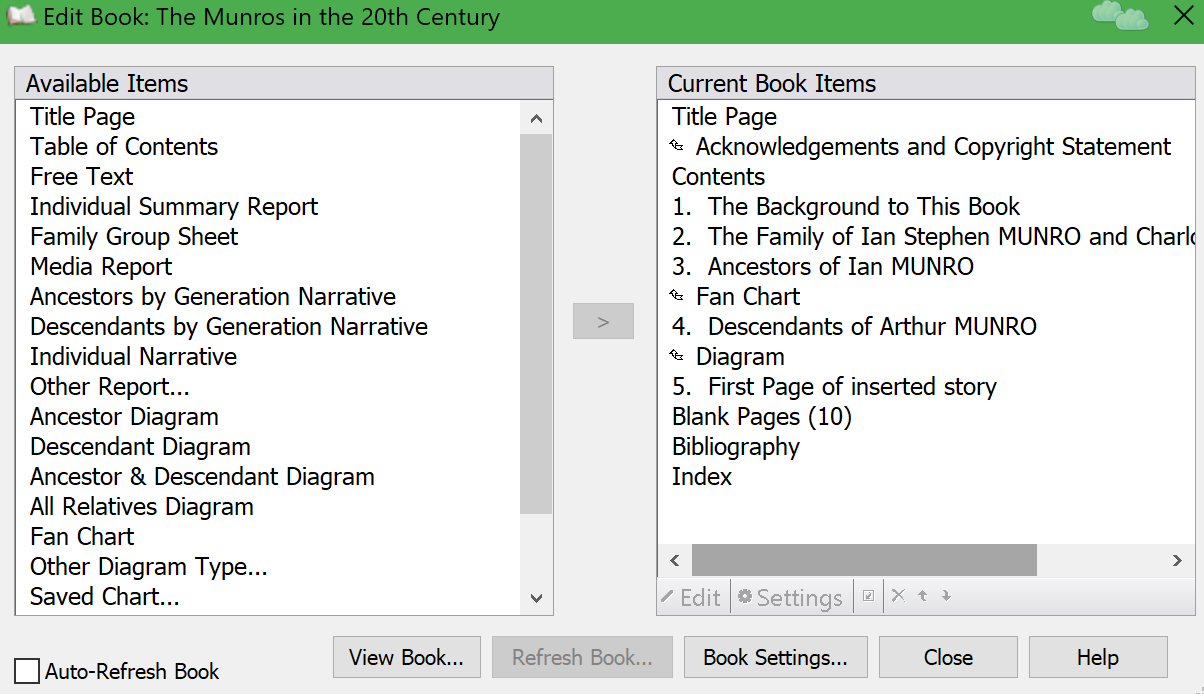 Edit window for book with inserted pages