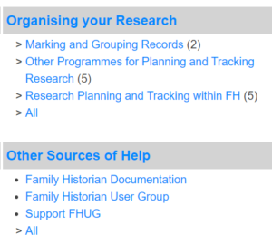 Categories and sub-categories