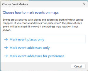 Map Individuals & Events: places, addresses, or addresses preferred