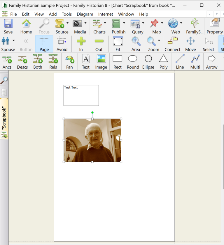 Editing a scrapbook page in a book