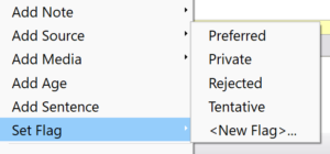 Set Flag menu with <New Flag>