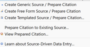 The Source button menu